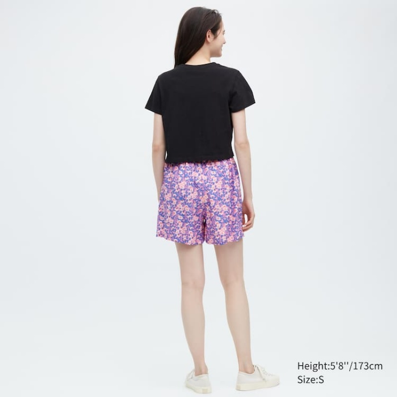 Uniqlo Rayon Easy Printed Women's Loungewear Pink | MUQLAZ534