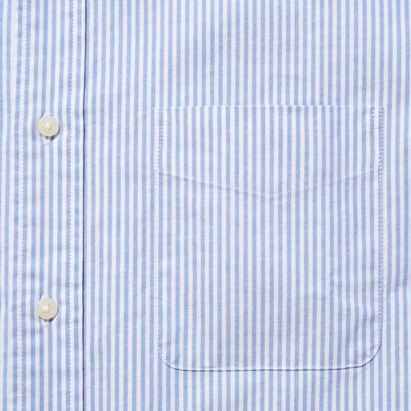 Uniqlo Regular Fit Striped Oxford (Button-down Collar) Men's Shirts Blue | BOWASY185