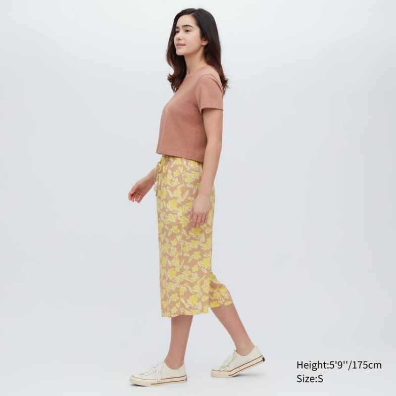 Uniqlo Relaco 3/4 Women's Loungewear Yellow | JMNAZE403