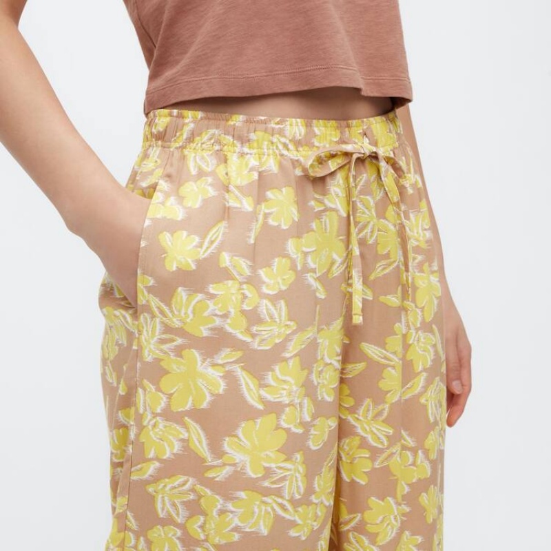 Uniqlo Relaco 3/4 Women's Loungewear Yellow | JMNAZE403