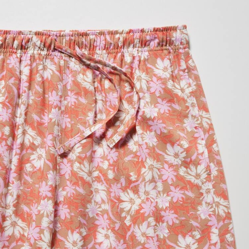 Uniqlo Relaco Surf Floral Print 3/4 Women's Loungewear Pink | CKLJQX875