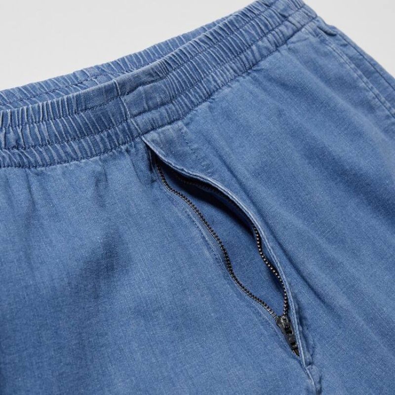 Uniqlo Relaxed Fit Ankle Length Men's Trousers Blue | HLXURT138