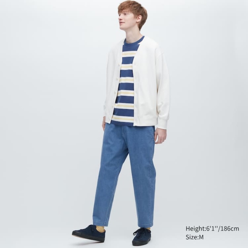 Uniqlo Relaxed Fit Ankle Length Men\'s Trousers Blue | HLXURT138