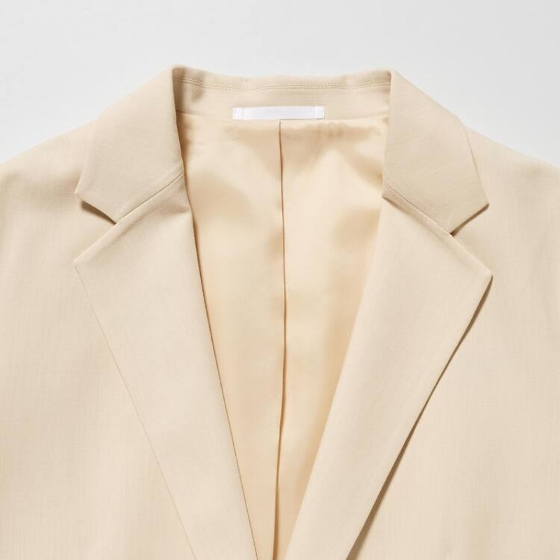 Uniqlo Relaxed Tailored Women's Jackets Beige | JHBXZL675