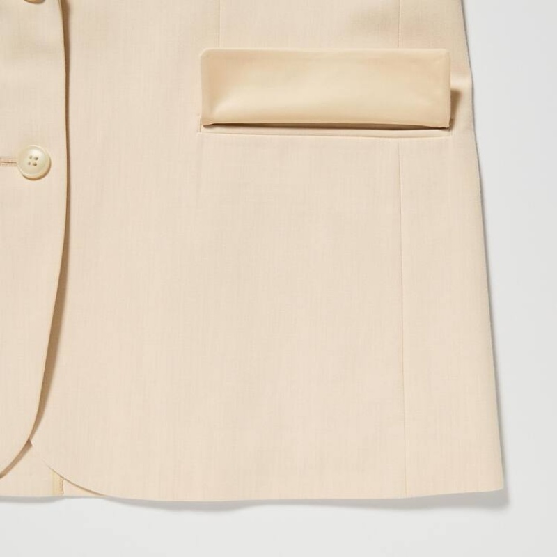 Uniqlo Relaxed Tailored Women's Jackets Beige | JHBXZL675