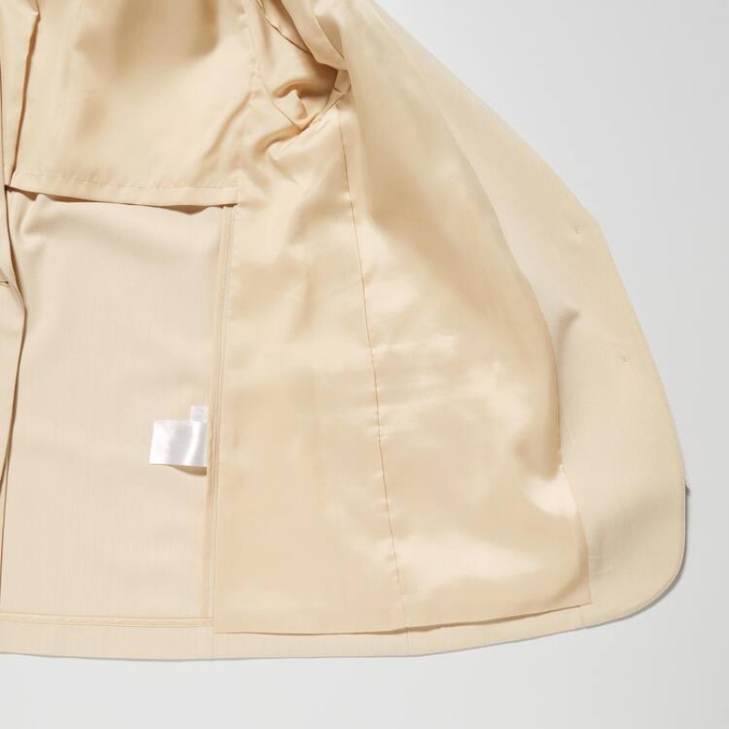 Uniqlo Relaxed Tailored Women's Jackets Beige | JHBXZL675