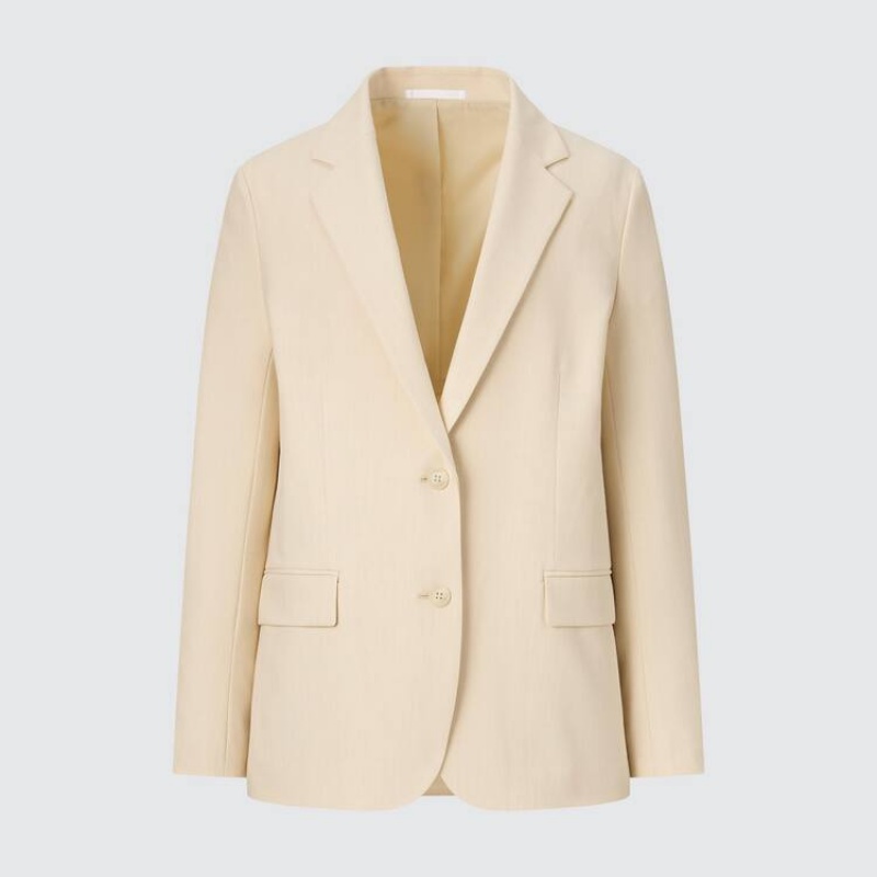 Uniqlo Relaxed Tailored Women\'s Jackets Beige | JHBXZL675