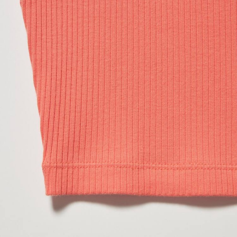 Uniqlo Ribbed Cropped Kids' T Shirts Orange | RTJUZL950