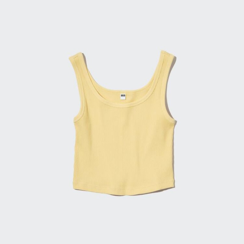 Uniqlo Ribbed Cropped Women's Vest Yellow | CTSEXU501