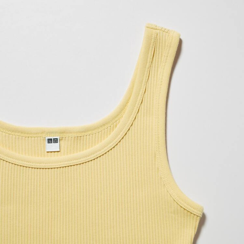 Uniqlo Ribbed Cropped Women's Vest Yellow | CTSEXU501