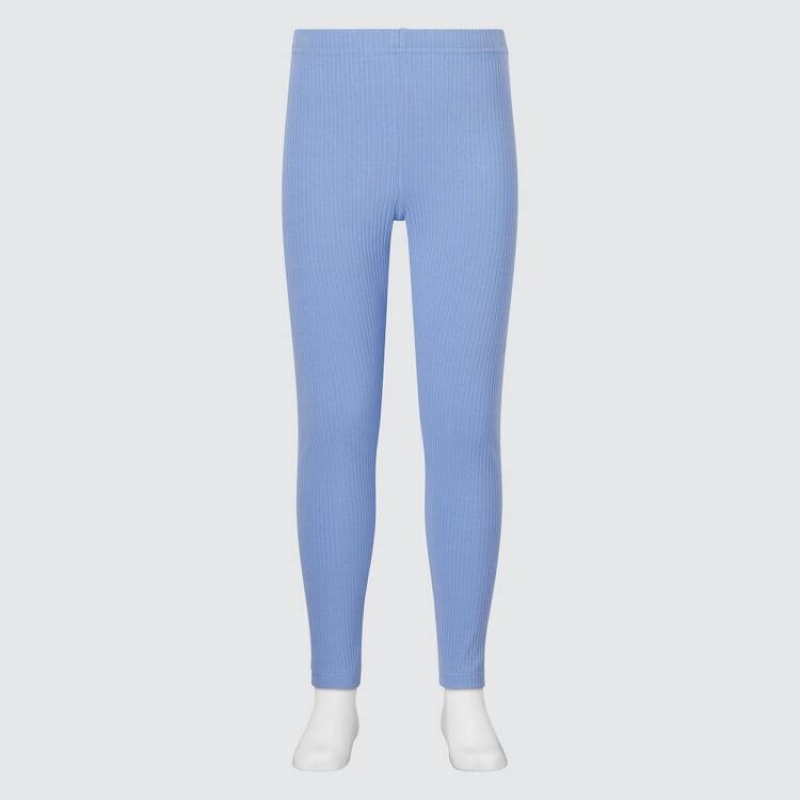 Uniqlo Ribbed Kids\' Leggings Blue | ETHXVU983