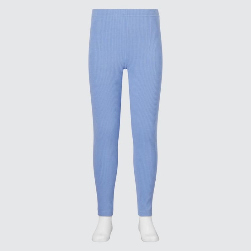 Uniqlo Ribbed Kids' Leggings Blue | KGIJZD314