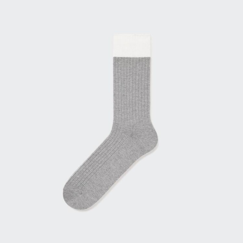 Uniqlo Ribbed Men's Socks Grey | QELWIK168