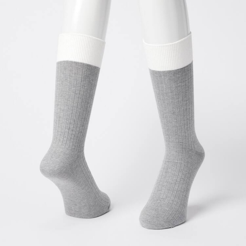 Uniqlo Ribbed Men's Socks Grey | QELWIK168