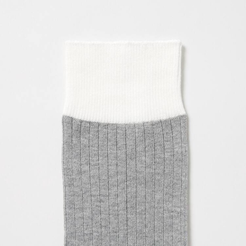 Uniqlo Ribbed Men's Socks Grey | QELWIK168