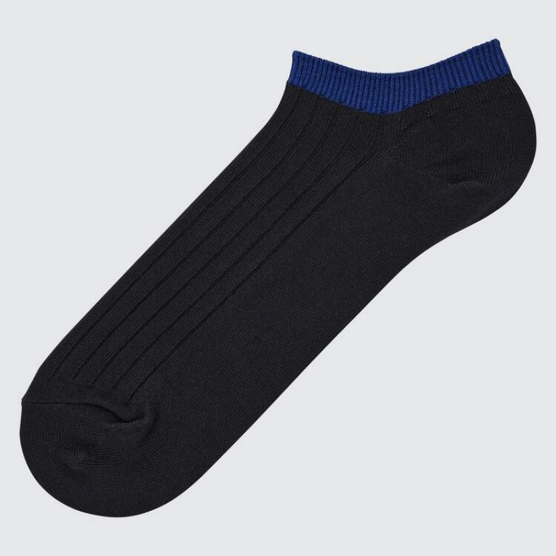 Uniqlo Ribbed Short Men\'s Socks Black | AQFWOY453