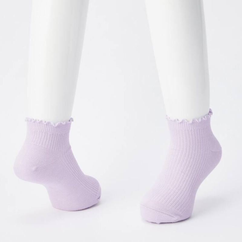 Uniqlo Ribbed Short (Three Pairs) Kids' Socks Pink / Green / Grey | EVMNJF567