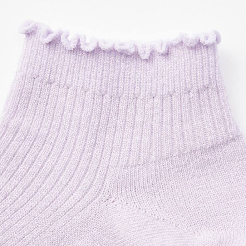 Uniqlo Ribbed Short (Three Pairs) Kids' Socks Pink / Green / Grey | EVMNJF567