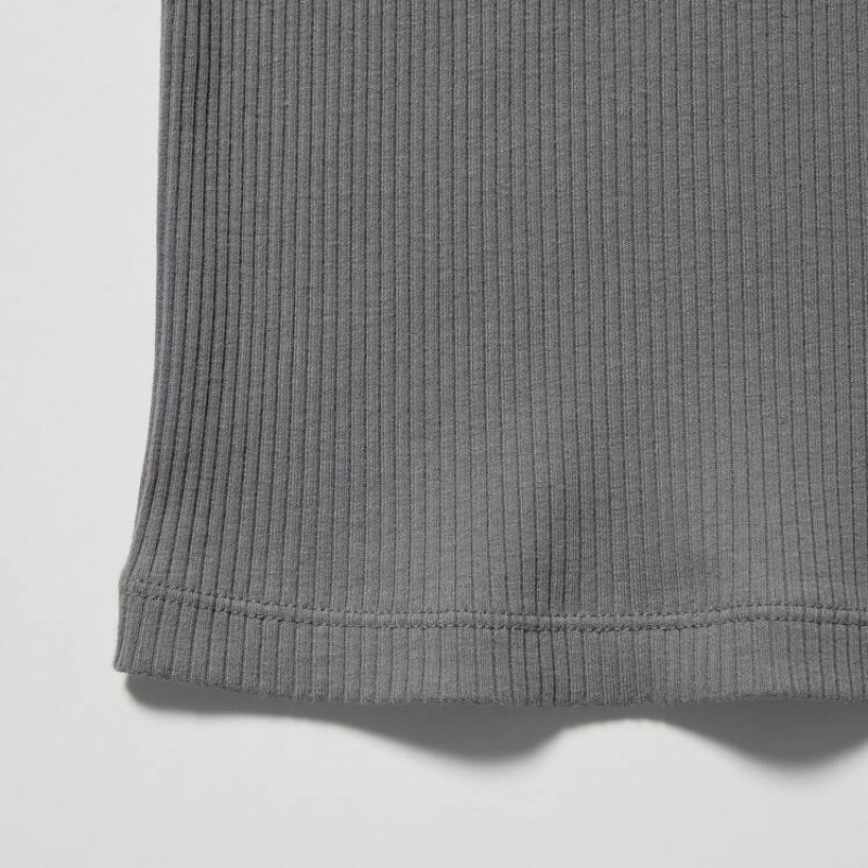 Uniqlo Ribbed Women's Tops Grey | FDAZQC934