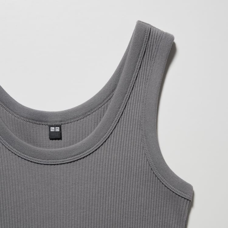 Uniqlo Ribbed Women's Tops Grey | FDAZQC934