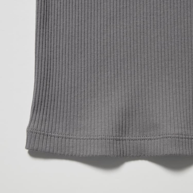 Uniqlo Ribbed Women's Vest Grey | IRDXFM405