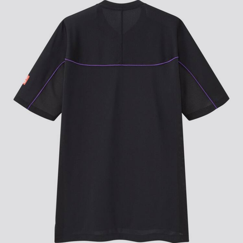 Uniqlo Roger Federer Dry-ex Us 2021 (2021 Season) Men's Polo Shirts Black | CTMGHK189