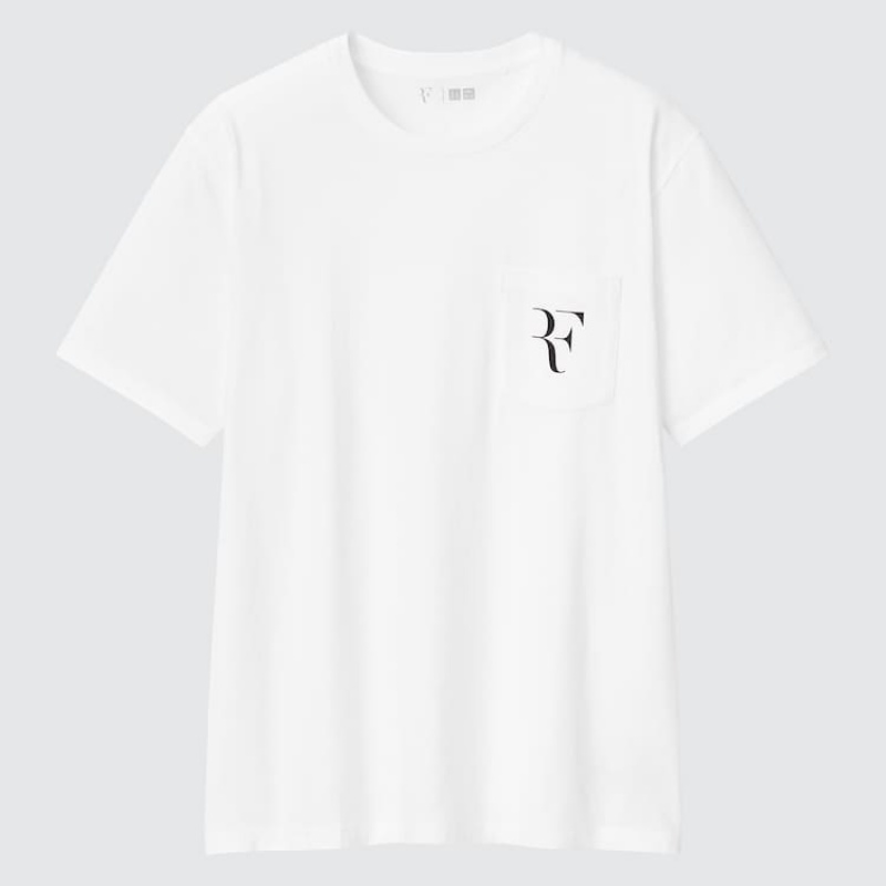 Uniqlo Roger Federer Rf Graphic Men\'s T Shirts White | LXTOFG823