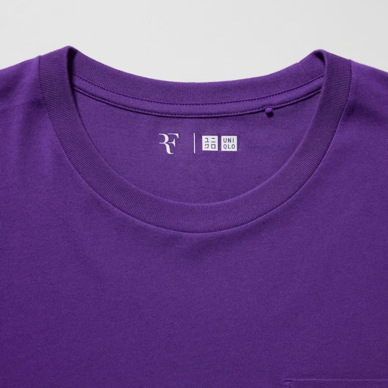 Uniqlo Roger Federer Rf Graphic Men's T Shirts Purple | XIDQCR285