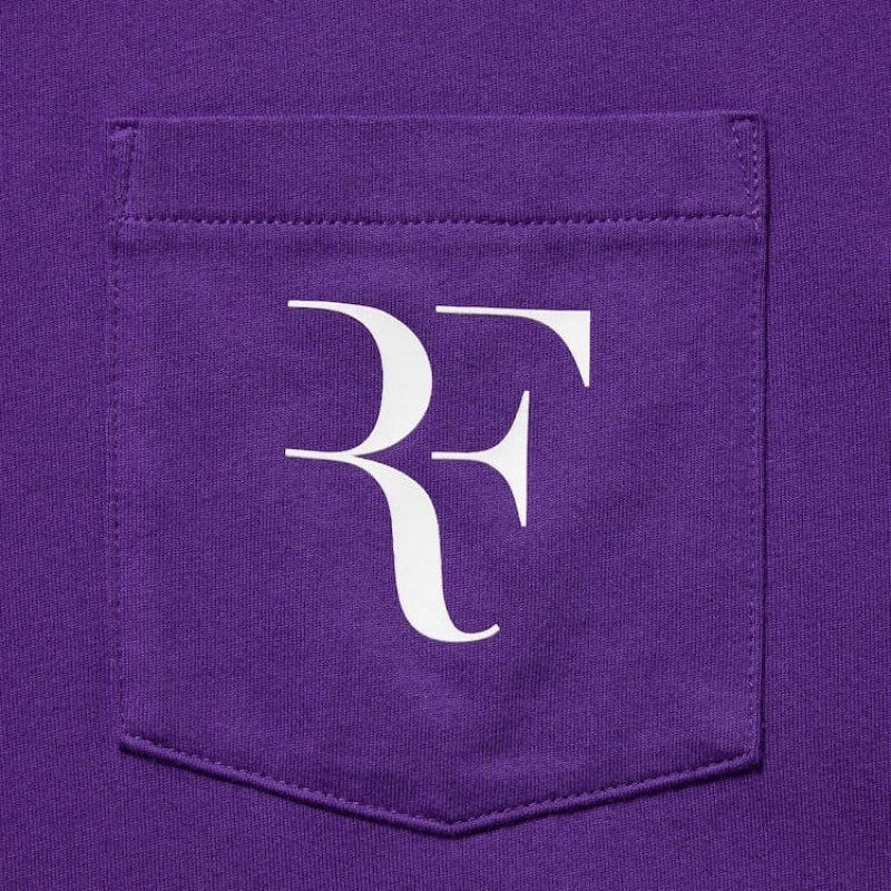 Uniqlo Roger Federer Rf Graphic Men's T Shirts Purple | XIDQCR285