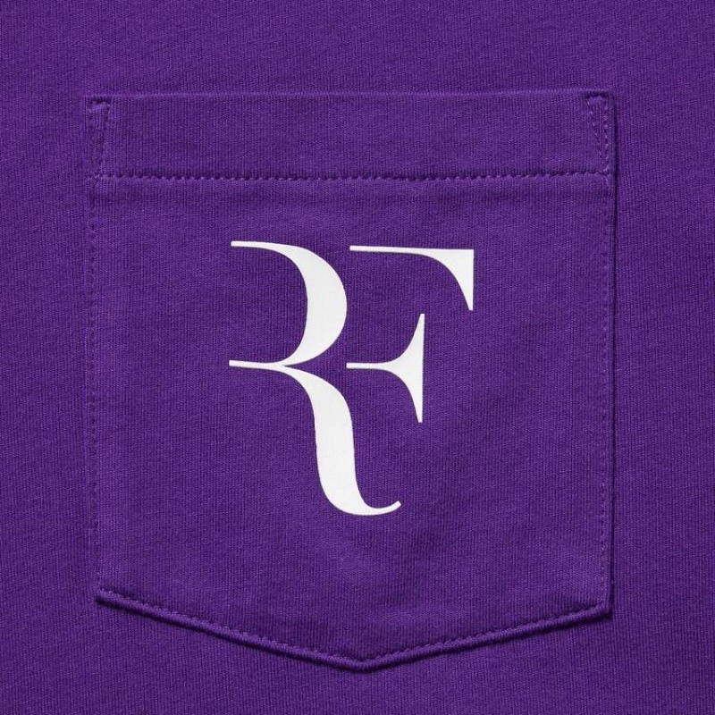 Uniqlo Roger Federer Rf Graphic Women's T Shirts Purple | TBNVKM679