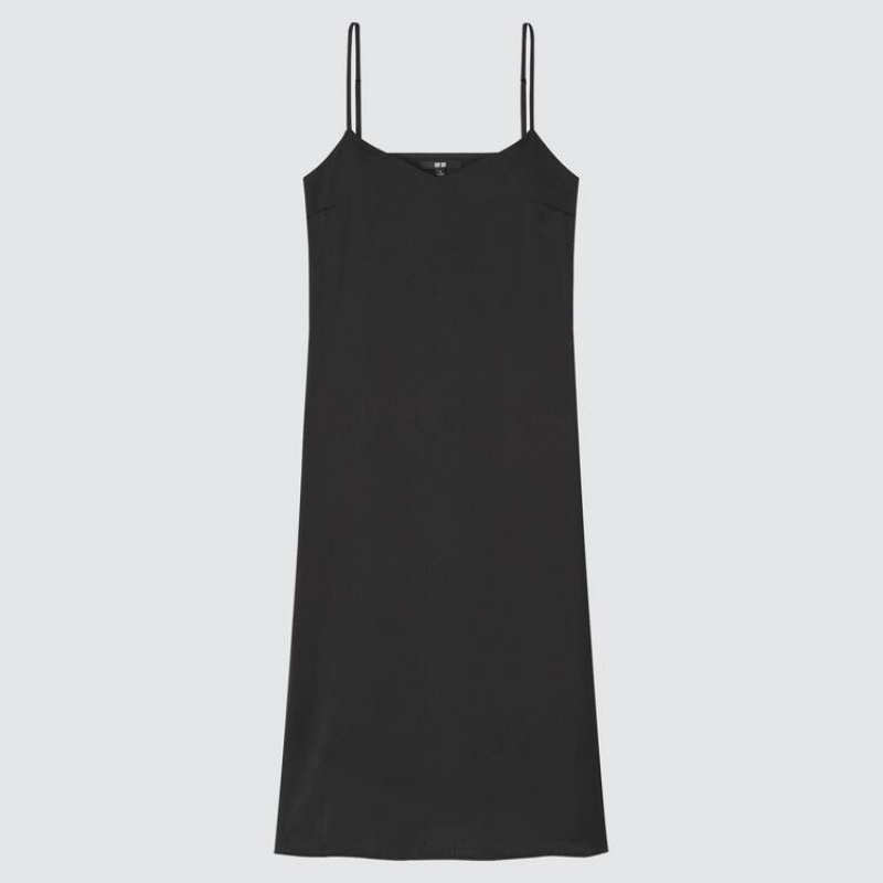 Uniqlo Satin Camisole Women\'s Dress Black | NBZDYI378