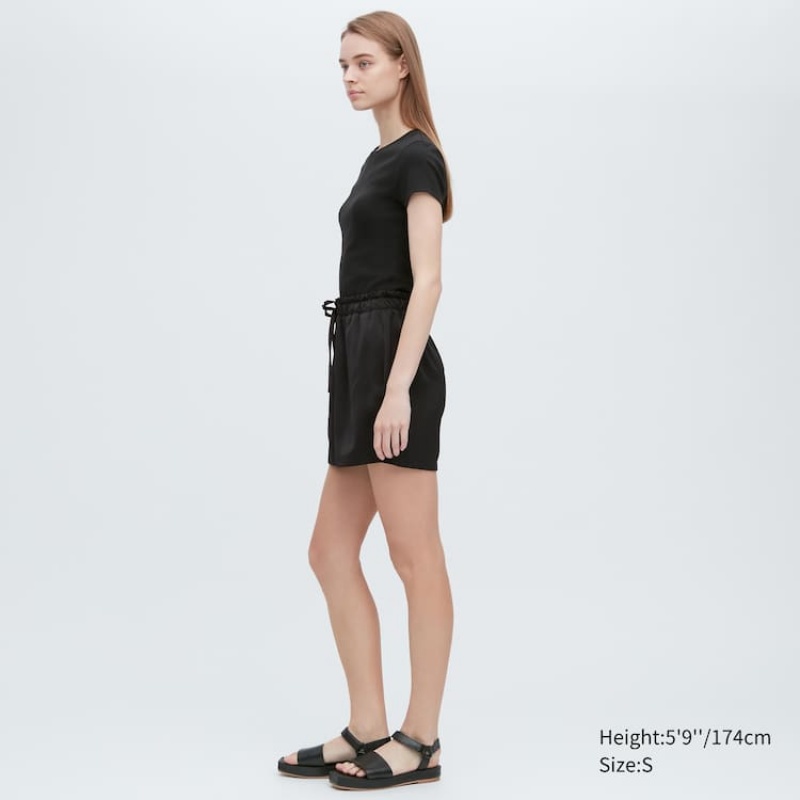 Uniqlo Satin Easy Women's Loungewear Black | DHPJWO574