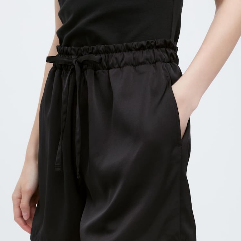 Uniqlo Satin Easy Women's Loungewear Black | DHPJWO574