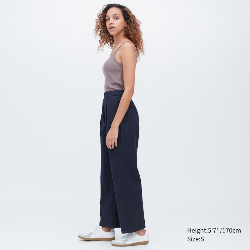 Uniqlo Seersucker Easy Women's Loungewear Dark Grey | FJPSYG305