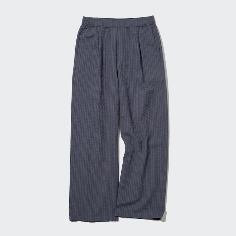 Uniqlo Seersucker Easy Women's Loungewear Dark Grey | FJPSYG305