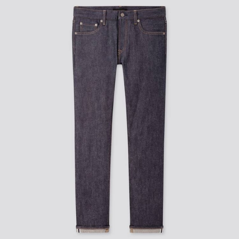 Uniqlo Selvedge Stretch Slim Fit (2020 Season) Men\'s Jeans Navy | EOTXUY256