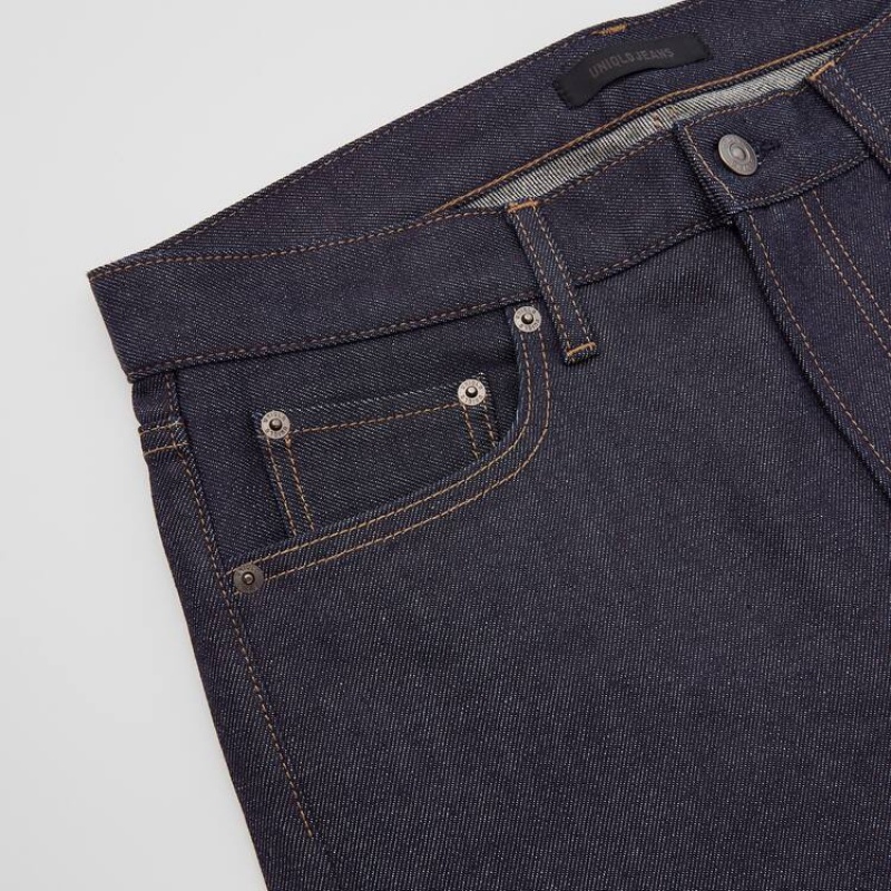 Uniqlo Selvedge Stretch Slim Fit (2021 Season) Men's Jeans Navy | JZQYNW507