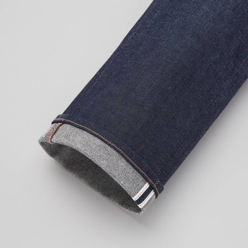 Uniqlo Selvedge Stretch Slim Fit (2021 Season) Men's Jeans Navy | PSJHMO846