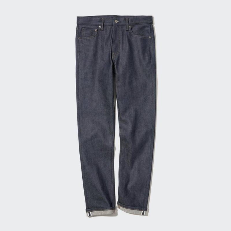 Uniqlo Selvedge Stretch Slim Fit Men's Jeans Navy | QPRVES289