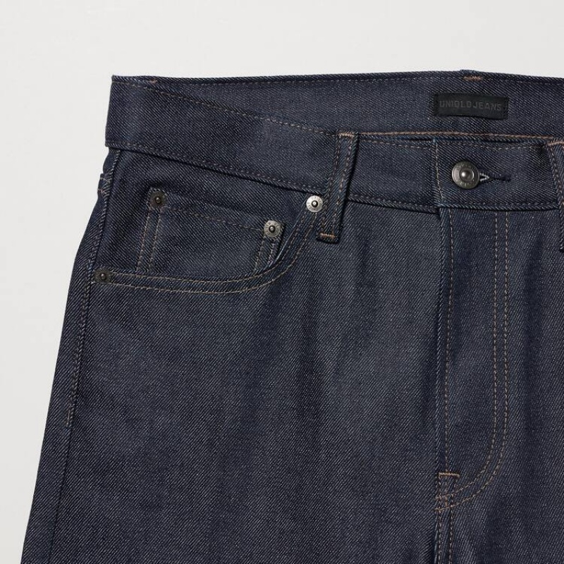 Uniqlo Selvedge Stretch Slim Fit Men's Jeans Navy | QPRVES289