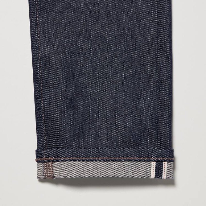 Uniqlo Selvedge Stretch Slim Fit Men's Jeans Navy | QPRVES289