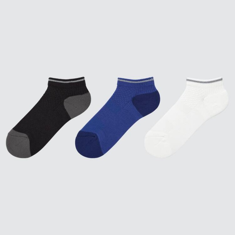 Uniqlo Short (Three Pairs) Kids\' Socks Black / Blue / White | ROAYNT014