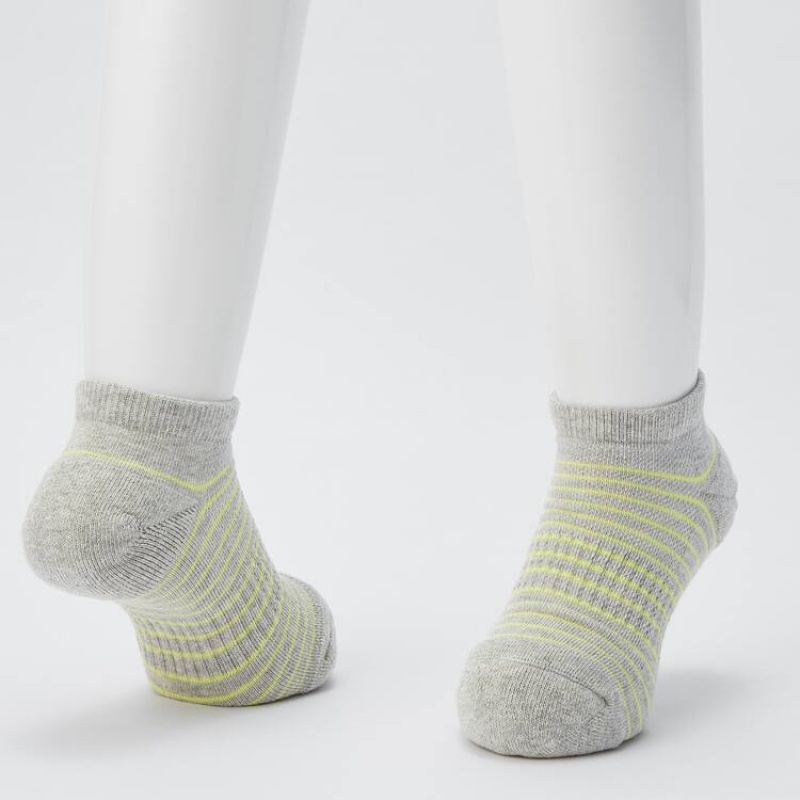 Uniqlo Short (Three Pairs) Kids' Socks Grey / White / Blue | NCOBHZ753