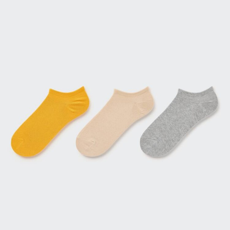 Uniqlo Short (Three Pairs) Women\'s Socks Yellow / Beige / Grey | XORGFB749