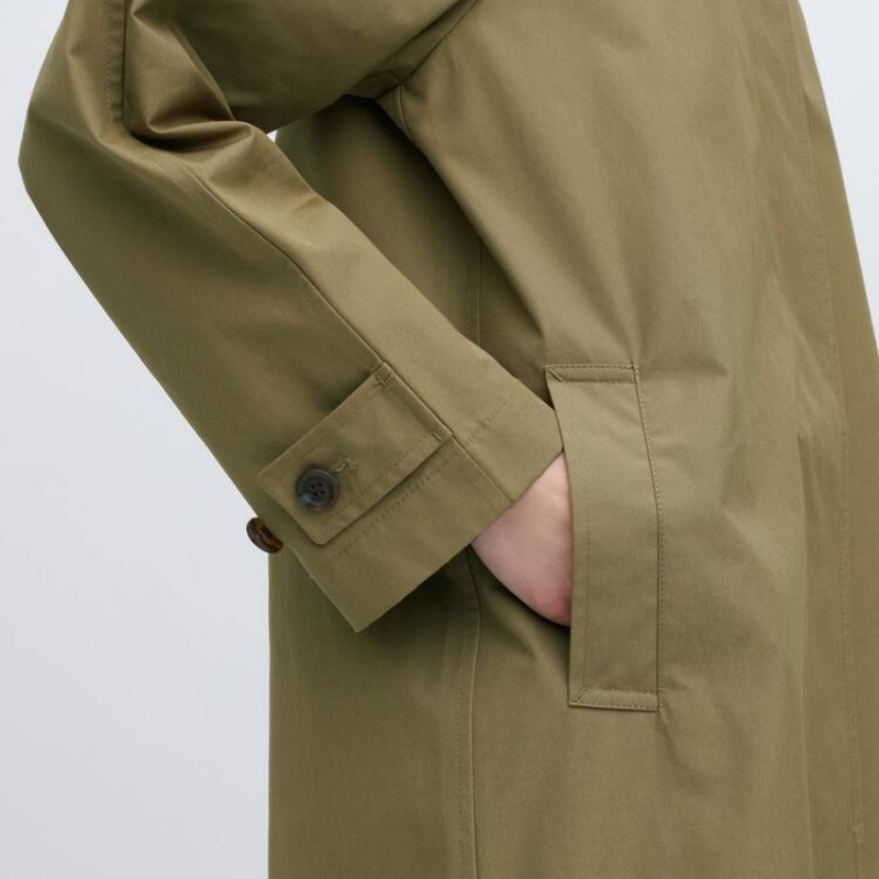 Uniqlo Single Breasted Women's Coats Olive | DWHVRK456