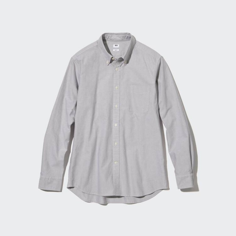 Uniqlo Slim Fit Oxford Men's Shirts Grey | ZJMTAB762