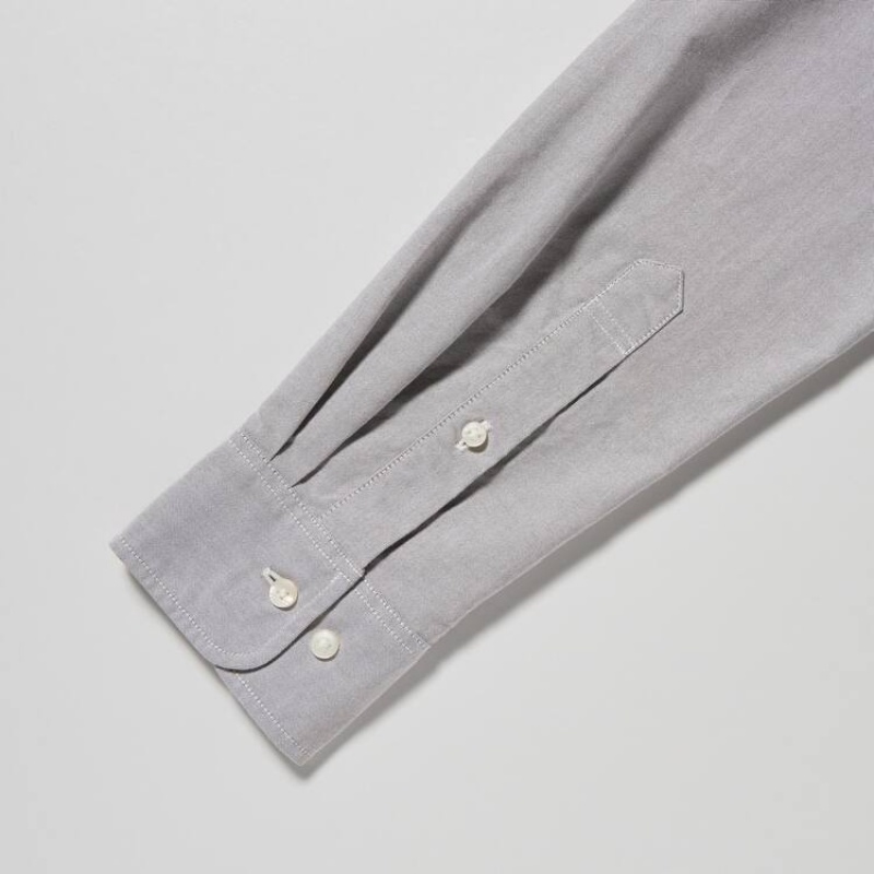 Uniqlo Slim Fit Oxford Men's Shirts Grey | ZJMTAB762