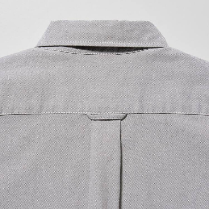 Uniqlo Slim Fit Oxford Men's Shirts Grey | ZJMTAB762