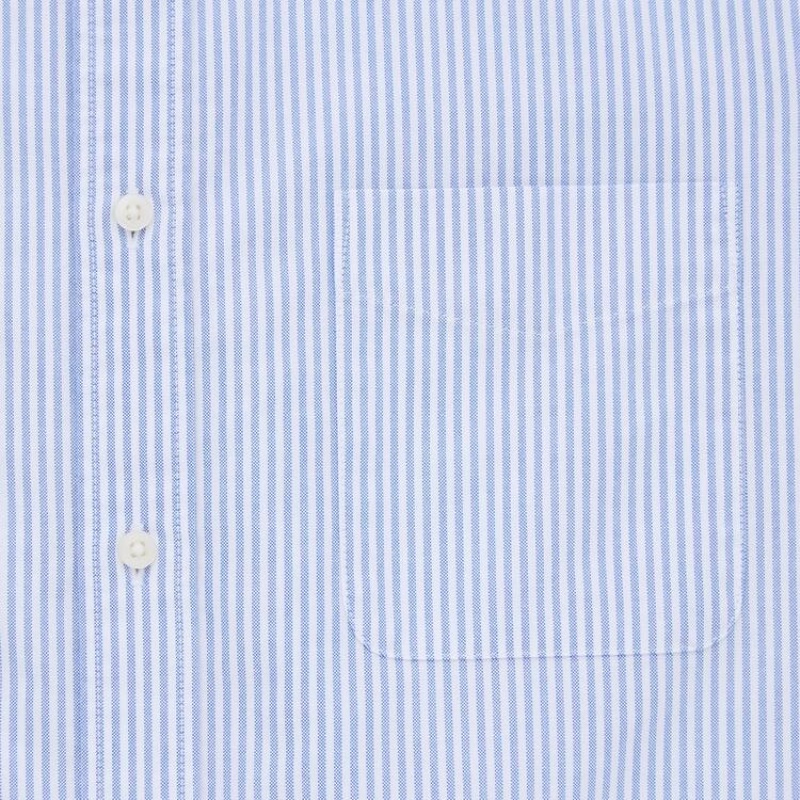 Uniqlo Slim Fit Striped Oxford (Button-down Collar) Men's Shirts Blue | GATLRZ530