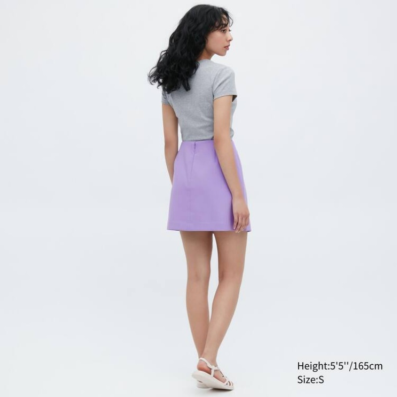 Uniqlo Slit Mini Women's Skirts Purple | ODLEQJ051